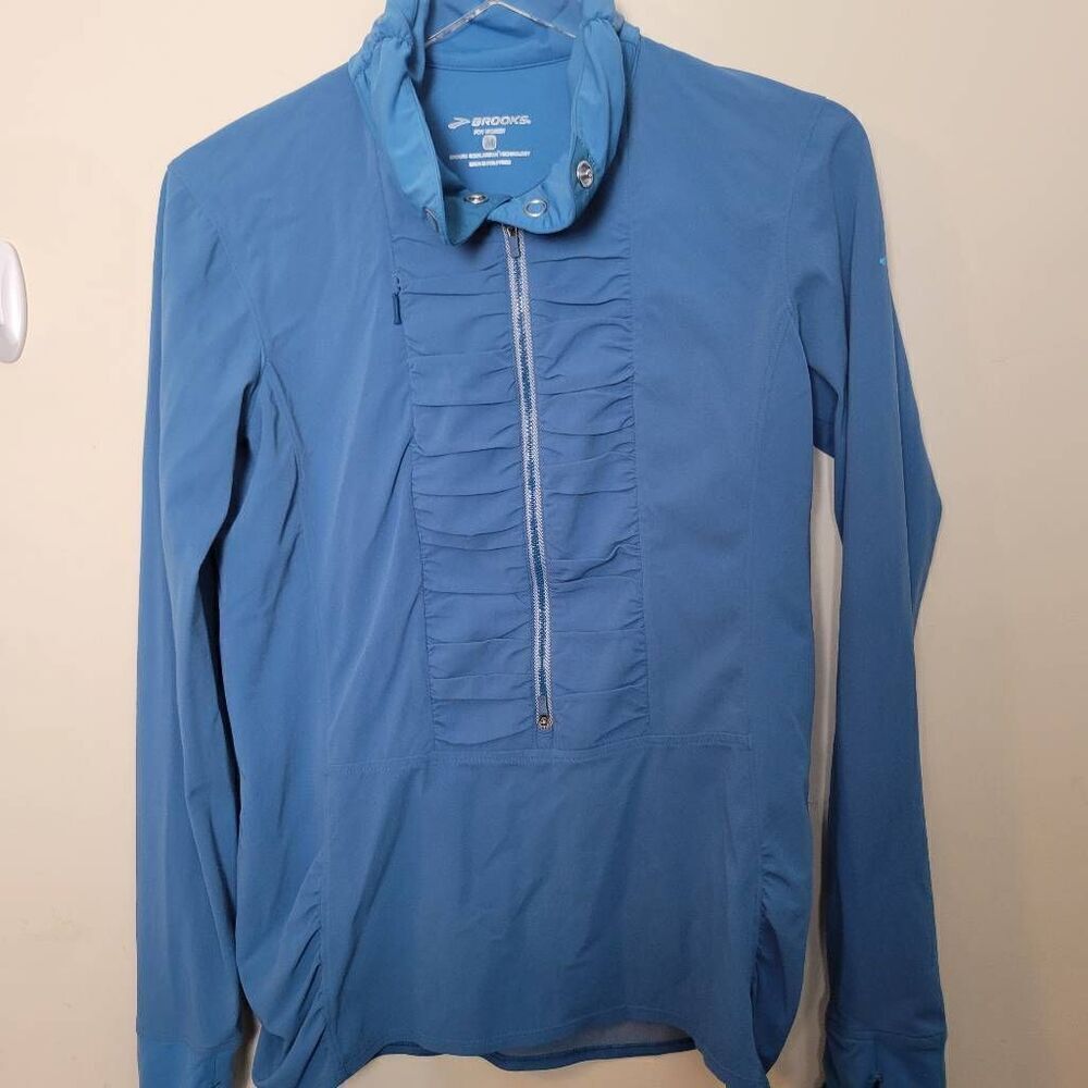 Brooks Running Infiniti Anorak Jacket Half Zip Lightweight Jogging Blue Running
